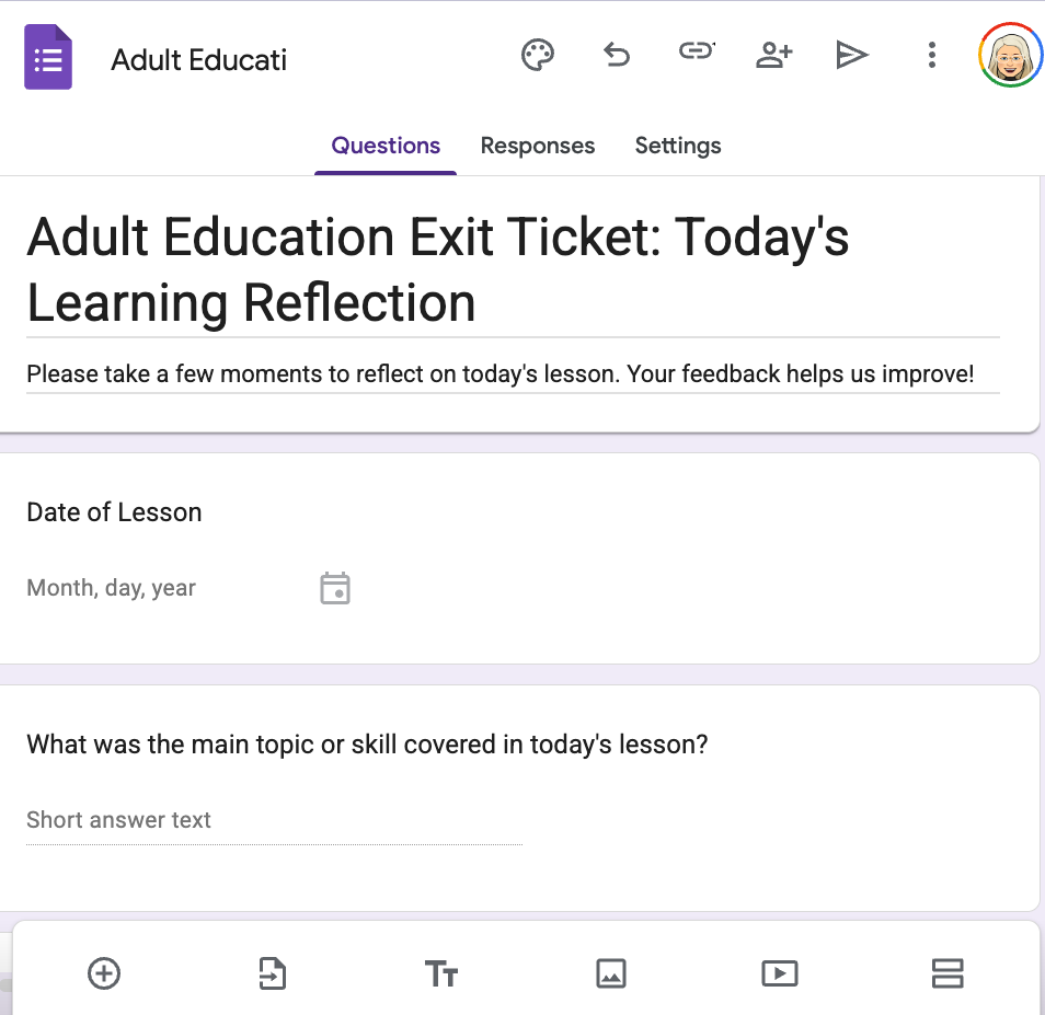 Adult Education Exit Ticket